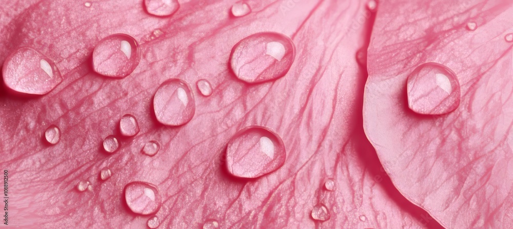 Fototapeta premium Pink Flower Petals With Drops Of Water, Floral Abstract Background, Macro Photography Of Texture.