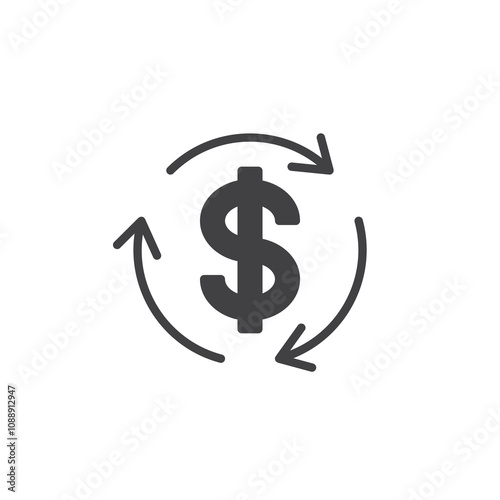 Dollar sign with arrows around vector icon