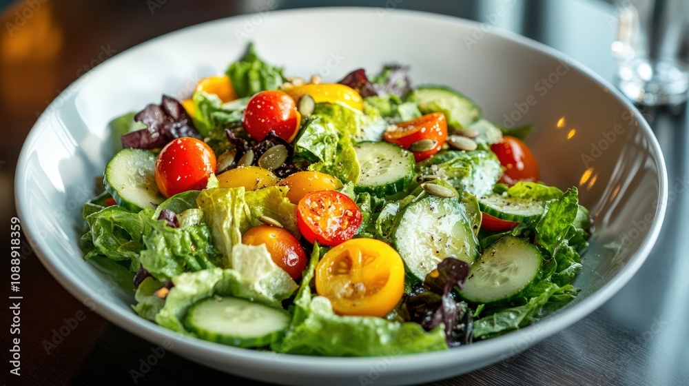 Delicious and Refreshing Mixed Green Salad with Cucumbers and Cherry Tomatoes Delicious and Refreshing Mixed Green Salad with Cucumbers and Cherry Tomatoes