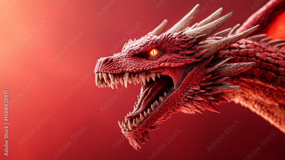Fierce Red Dragon: Mythical Creature in Digital Art Fierce Red Dragon: Mythical Creature in Digital Art