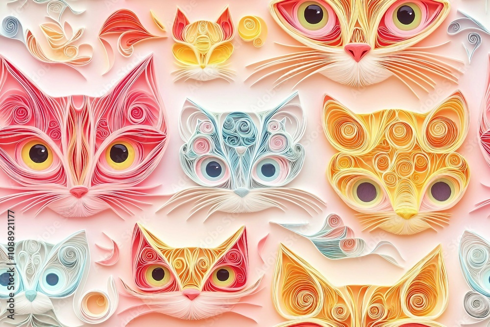 seamless pattern of 3D cat , cat repeating pattern.
seamless pattern of 3D cat , cat repeating pattern.