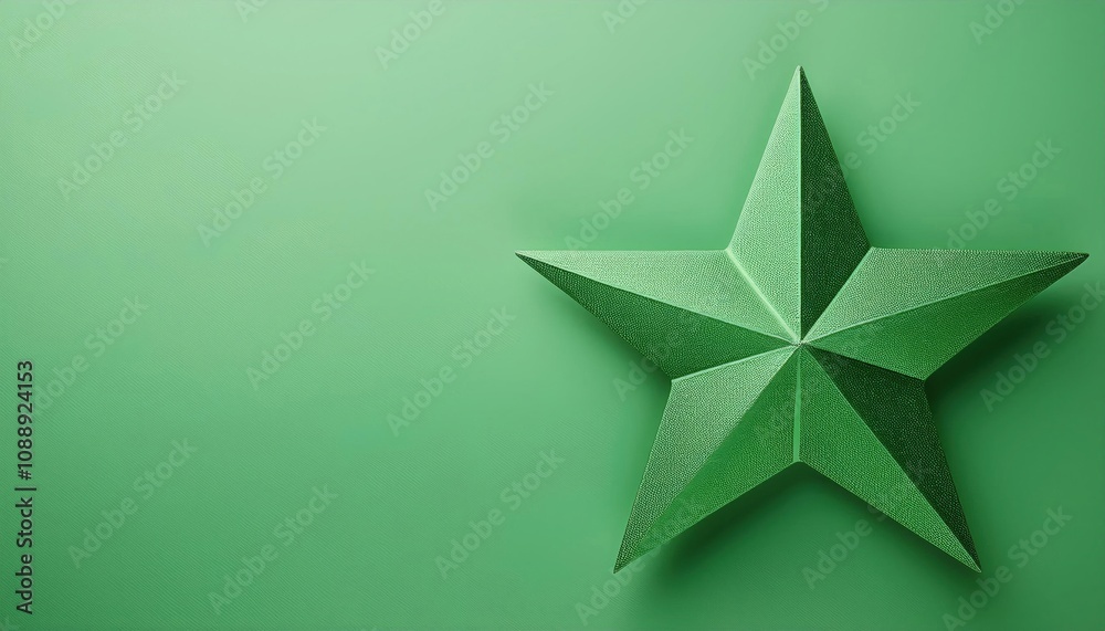 Obraz premium Three-Dimensional Green Star on Solid Presentation Background