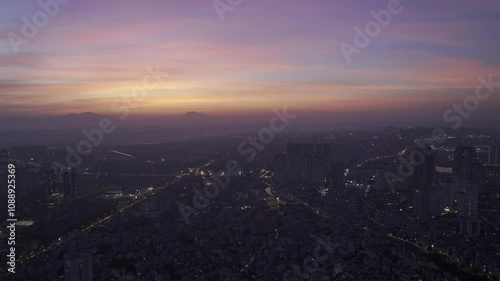 Wallpaper Mural Aerial view of Hanoi city during beautiful sunset. Torontodigital.ca