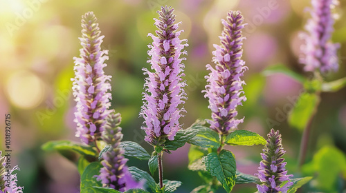 Fresh peppermint plants (Mentha piperita) with vibrant green leaves, softly lit in a natural outdoor setting. Ideal for botanical and herbal themes.