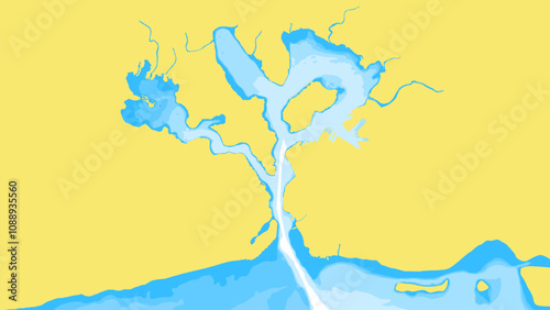 Nautical Chart Style Illustration of Pearl Harbor