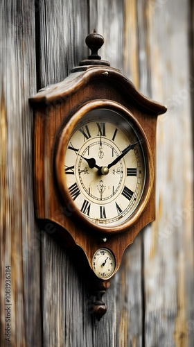 A vintage clock with hands pointing to 11:59, emphasizing the concept of urgency and the passage of time, featuring intricate detailing and an antique design suitable for time-related themes or histor photo