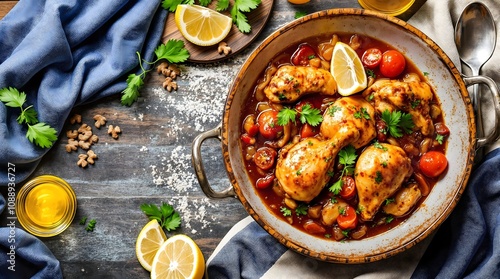 Stifado Kotopoulo - Traditional Greek Chicken Stew (Greek Cuisine) photo