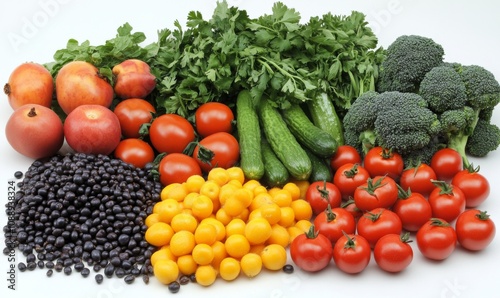 A vibrant assortment of fresh fruits, vegetables, seeds, and superfoods , healthy, nutrition, ingredients