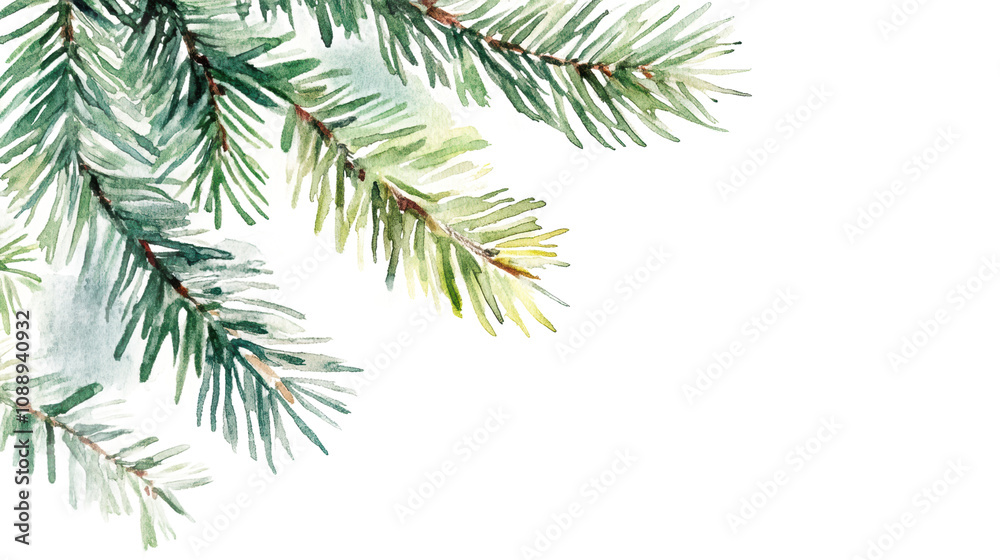 watercolor drawing of a evergreen fir tree Christmas branch isolated on white transparent png background watercolor drawing of a evergreen fir tree Christmas branch isolated on white transparent png background