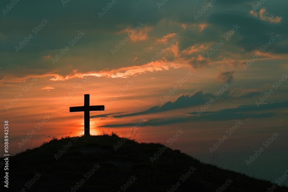 A jesus cross sky backlighting outdoors. A jesus cross sky backlighting outdoors.
