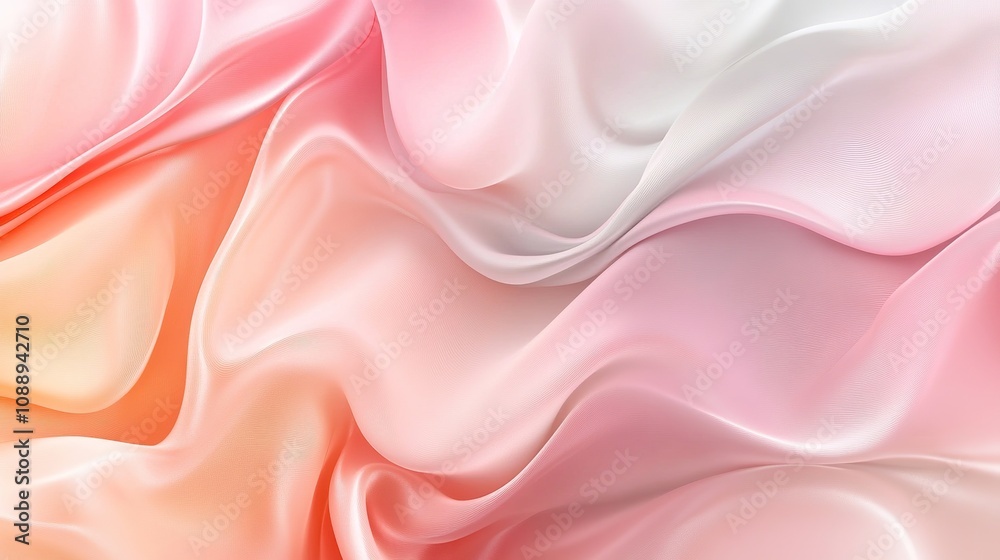 Obraz premium Elegant fabric flow abstract aesthetics digital art warm pastel hues soft textures visual serenity