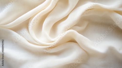 Soft, flowing white fabric drapes elegantly, showcasing texture and lightness.