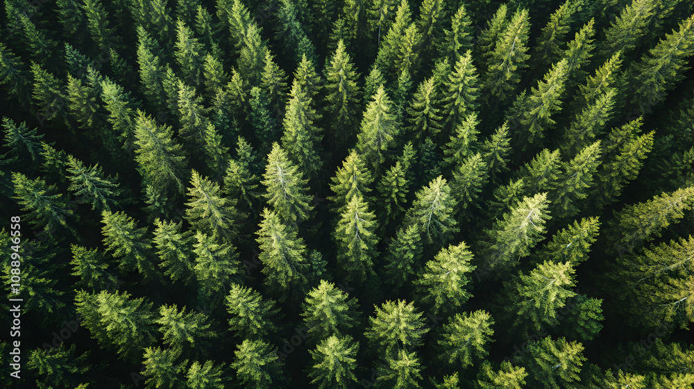 Aerial View of a Dense Evergreen Forest with Lush Green Coniferous Trees, Capturing the Tranquil Beauty of Nature's Canopy Aerial View of a Dense Evergreen Forest with Lush Green Coniferous Trees, Capturing the Tranquil Beauty of Nature's Canopy