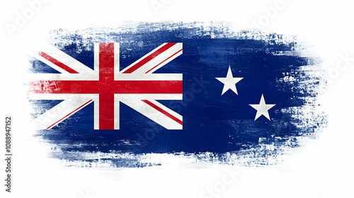 Grunge Brushstroke Illustration of the Flag of New Zealand with White Background
