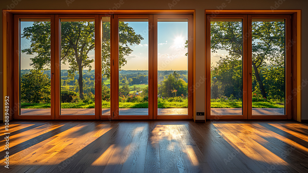 Home Refurbishment on a Sunny Day, Featuring Modern Windows and Natural Light Flooding the Space Home Refurbishment on a Sunny Day, Featuring Modern Windows and Natural Light Flooding the Space