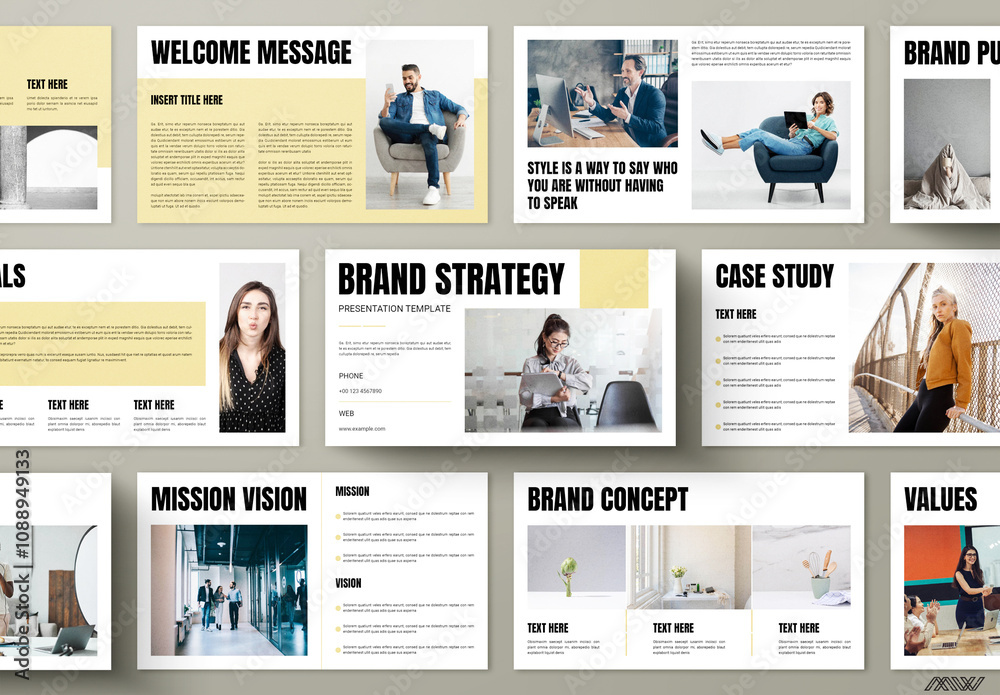 Strategic Guideposts Layout Brand Strategy Presentation Layout Stock Template | Adobe Stock