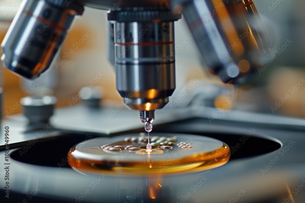 Close-up images of a scientist performing microinjection during the IVF process Close-up images of a scientist performing microinjection during the IVF process