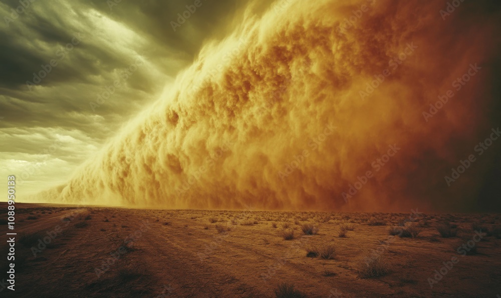 Devastating dust storm during the Dust Bowl era in the United States , drought