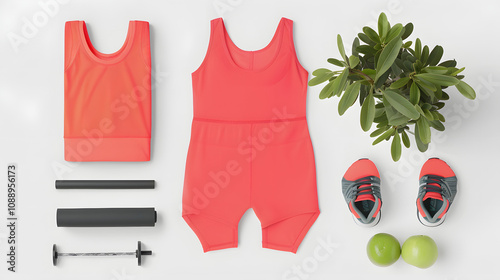 women's yoga outfit mockup active wear with a white accent, photo, png photo