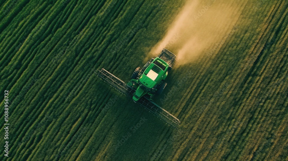 Farmer using modern tractor for field fertilizer application Farmer using modern tractor for field fertilizer application