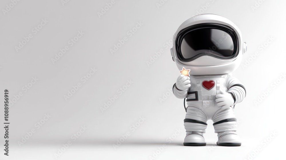 A cute astronaut holding a star-shaped object, symbolizing exploration and imagination. A cute astronaut holding a star-shaped object, symbolizing exploration and imagination.