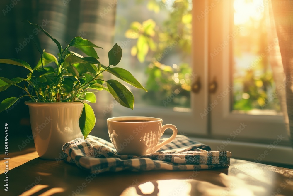 Serene Morning Coffee by the Window Serene Morning Coffee by the Window