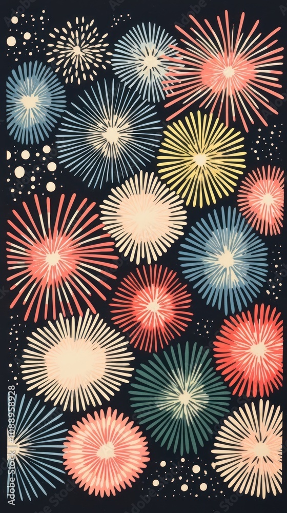 Pastel fireworks pattern illuminated celebration. Pastel fireworks pattern illuminated celebration.