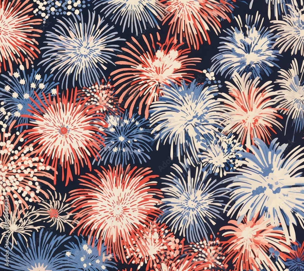 Fototapeta premium Pastel fireworks pattern celebration backgrounds.