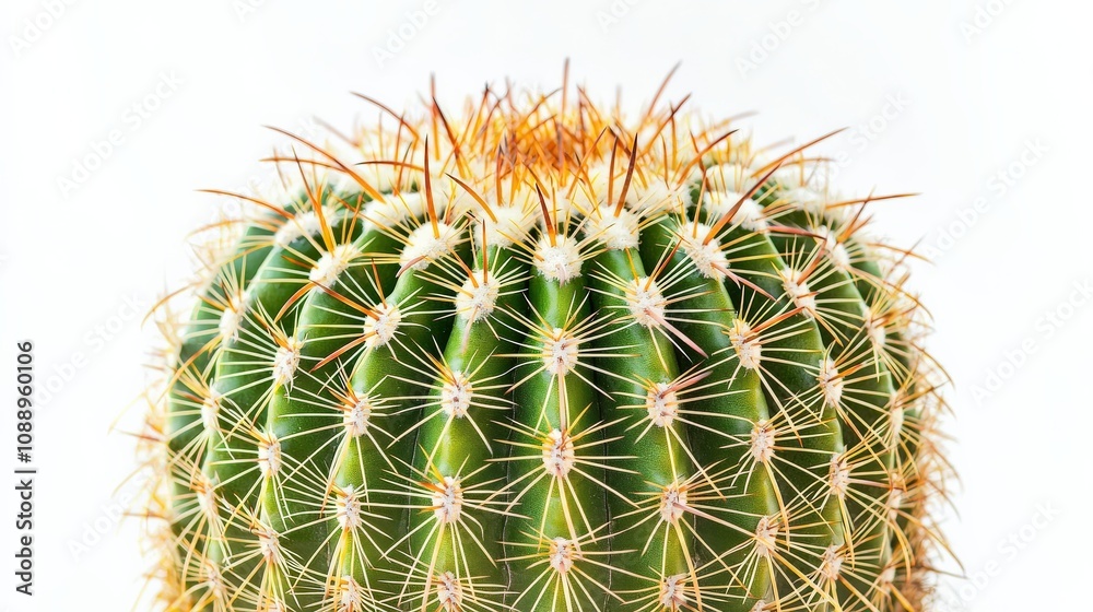 A vibrant green cactus with prominent spines and a round shape, creating a striking visual against a light background. A vibrant green cactus with prominent spines and a round shape, creating a striking visual against a light background.