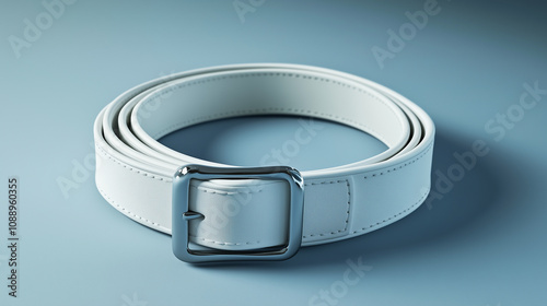 Minimalist Design: White Leather Belt Isolated 