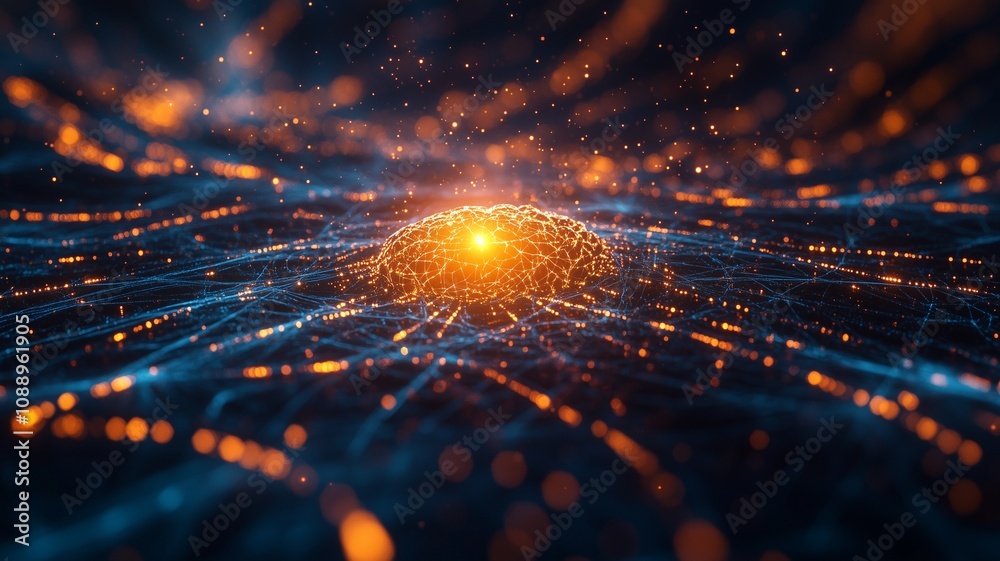 3D Rendering of Glowing Brain Neurons with a High-Tech Feel.