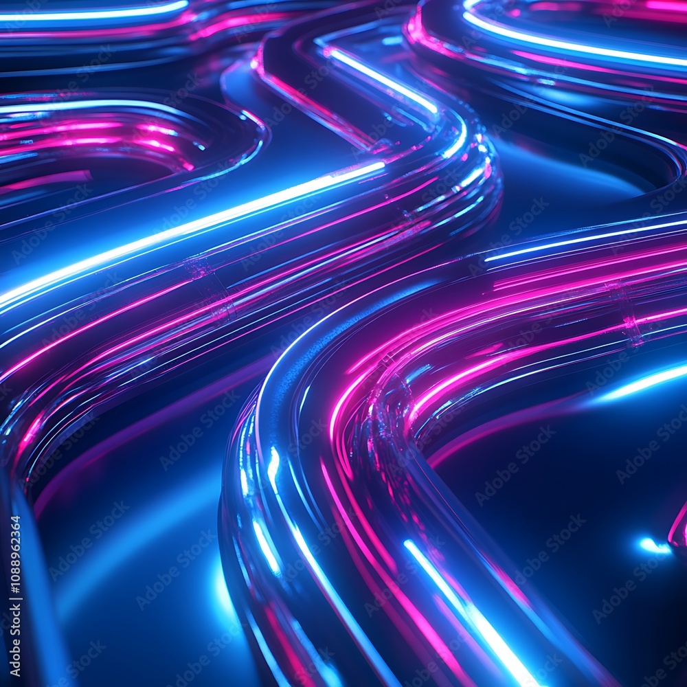 **Vibrant Neon Light Trails on a Dark Background Creating a Futuristic Abstract Design with Glowing Colors and Smooth Curves for High-Tech Visuals** **Vibrant Neon Light Trails on a Dark Background Creating a Futuristic Abstract Design with Glowing Colors and Smooth Curves for High-Tech Visuals**