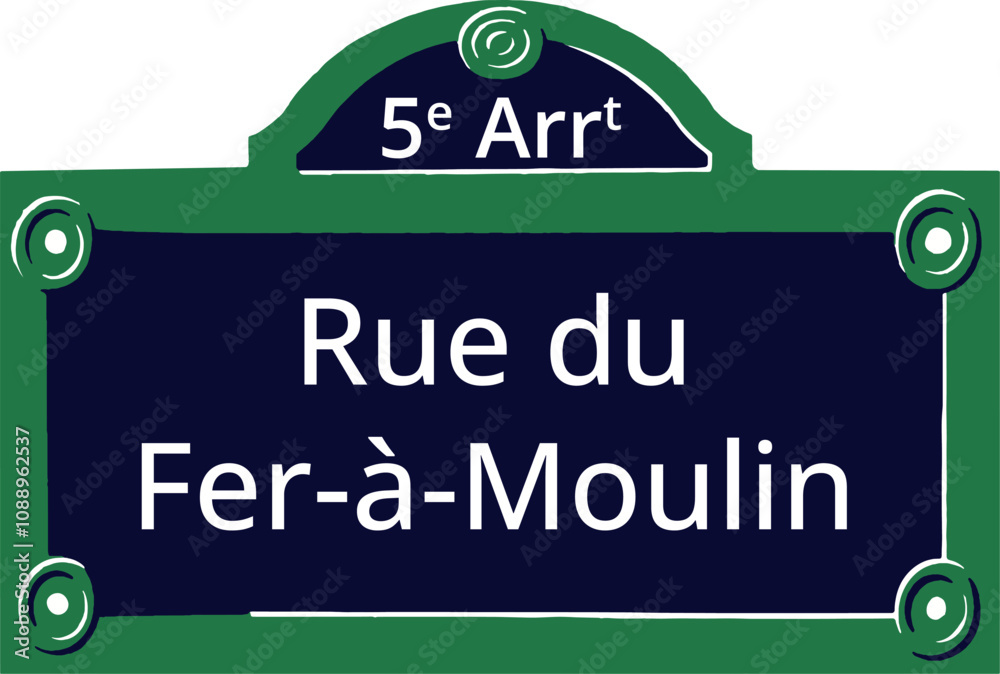 Obraz premium 0785_5e Arrt, Elegant Parisian Street Sign