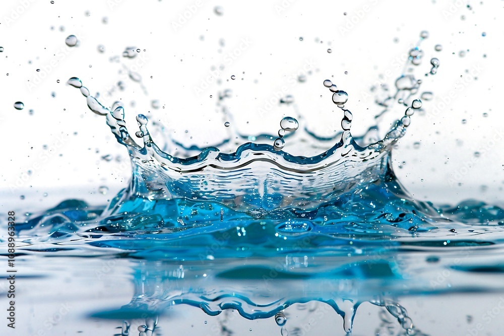 Aqua Splash Symphony: A mesmerizing high-resolution close-up captures the dynamic energy of a water droplet impacting a pristine surface, creating a breathtaking crown-shaped splash. Aqua Splash Symphony: A mesmerizing high-resolution close-up captures the dynamic energy of a water droplet impacting a pristine surface, creating a breathtaking crown-shaped splash.