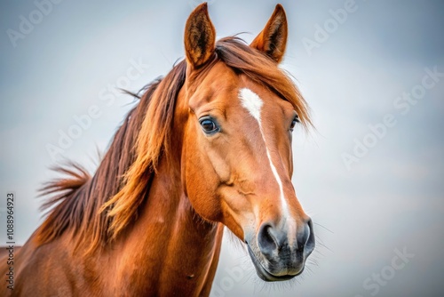 Stunning Brown Horse Head Portrait on White Isolated Background - Ideal for Equine Enthusiasts, Art Projects, and Stock Photography Needs