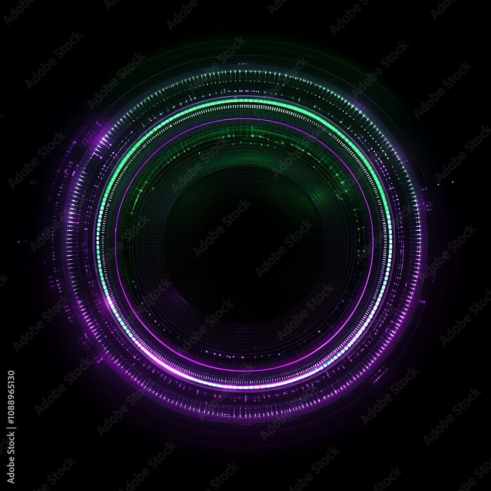 Abstract Circular Light Design with Colorful Neon Effects on a Dark Background, Perfect for Futuristic Concepts and Creative Visual Projects Abstract Circular Light Design with Colorful Neon Effects on a Dark Background, Perfect for Futuristic Concepts and Creative Visual Projects