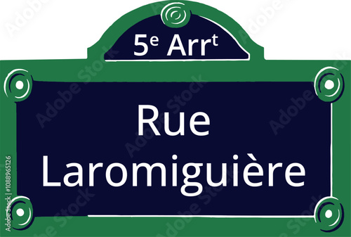 0827_5e Arrt, Elegant Parisian Street Sign photo