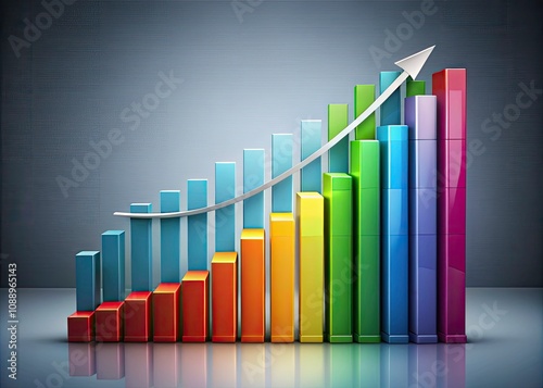 Panoramic Graph Chart Illustrating Business Growth Over Time on Gray Background for Financial Analysis and Management Reports