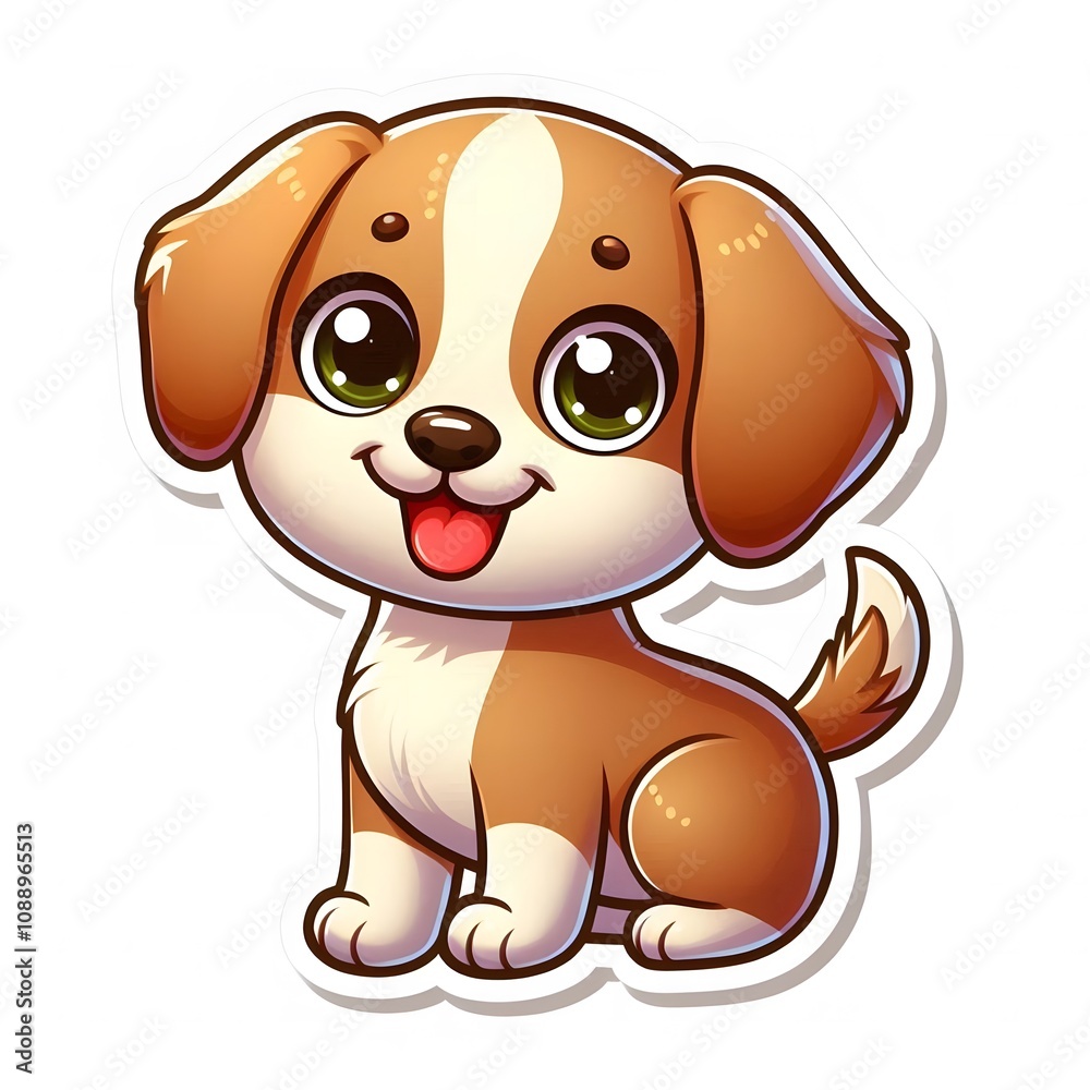 AI Generate of Sticker Puppy or Baby Dog in cartoon style with a happy expression, isolated in white background AI Generate of Sticker Puppy or Baby Dog in cartoon style with a happy expression, isolated in white background