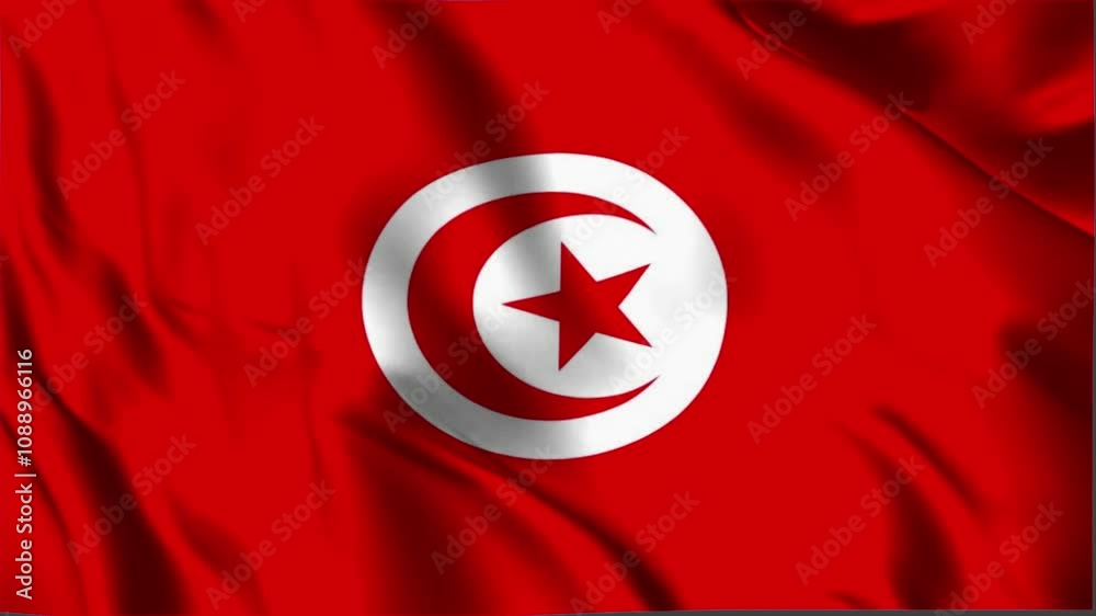 Tunisia waving flag, Tunisia 3D flag, Flag of Tunisia waving Animation, Tunisia waving flag 4K Footage