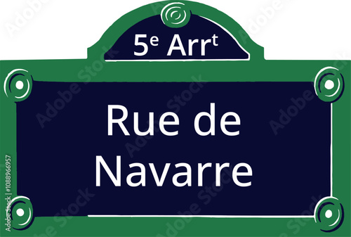 0855_5e Arrt, Elegant Parisian Street Sign