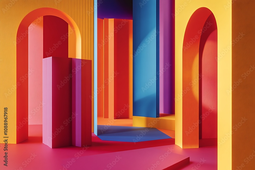 Abstract Colorful Architecture: Geometric Shapes and Vibrant Hues in Modern Design. A visually stunning exploration of color, form, and space in contemporary architectural art. Abstract Colorful Architecture: Geometric Shapes and Vibrant Hues in Modern Design. A visually stunning exploration of color, form, and space in contemporary architectural art.