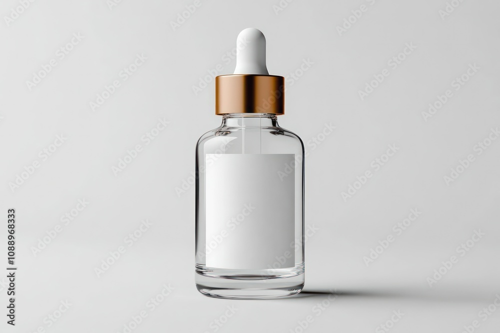 Clear Glass Dropper Bottle on White Background Clear Glass Dropper Bottle on White Background