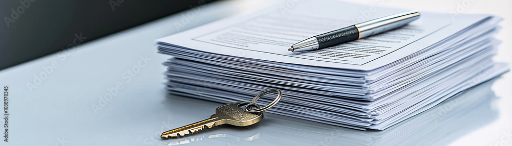 custom made wallpaper toronto digitalA stack of documents secured with a key and a pen, symbolizing organization, security, and important information management.