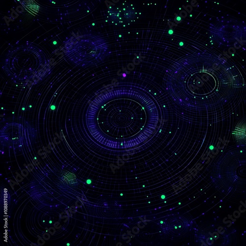 Abstract cosmic illustration with swirling patterns and luminous dots on a dark background, exemplifying the mysteries of space and universe in stunning detail