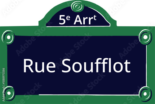 0913_5e Arrt, Elegant Parisian Street Sign photo