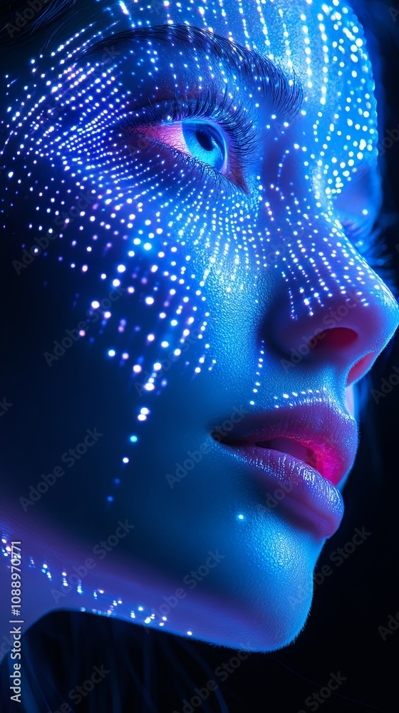 Glowing Skin, Blue Light: A Futuristic Portrait Glowing Skin, Blue Light: A Futuristic Portrait
