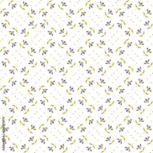 Vintage floral background. Floral pattern with small blue flowers on a ivory white background. Seamless pattern for design and fashion prints.