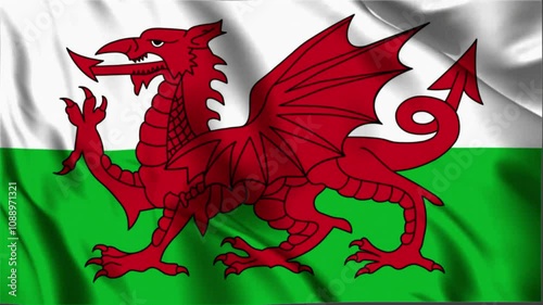 Wales waving flag, Wales 3D flag, Flag of Wales waving Animation, Wales waving flag 4K Footage