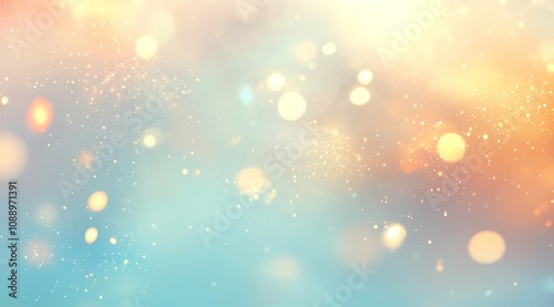 Festive background with glittering particles and bokeh lights creating a magical, dreamy atmosphere, perfect for celebrations and special occasions